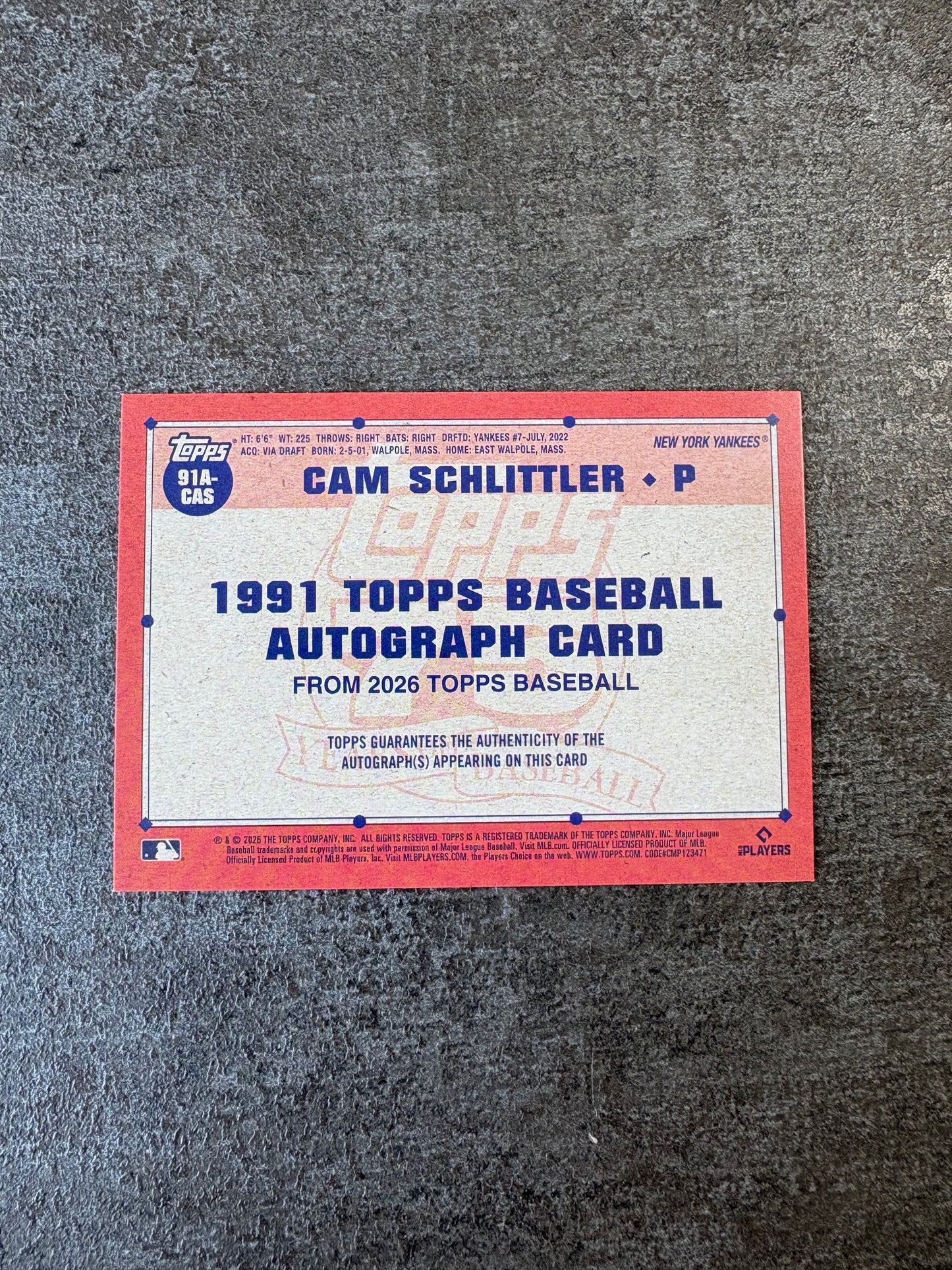 2026 MLB TOPPS SERIES 1 BASEBALL CAM SCHLITTLER RC