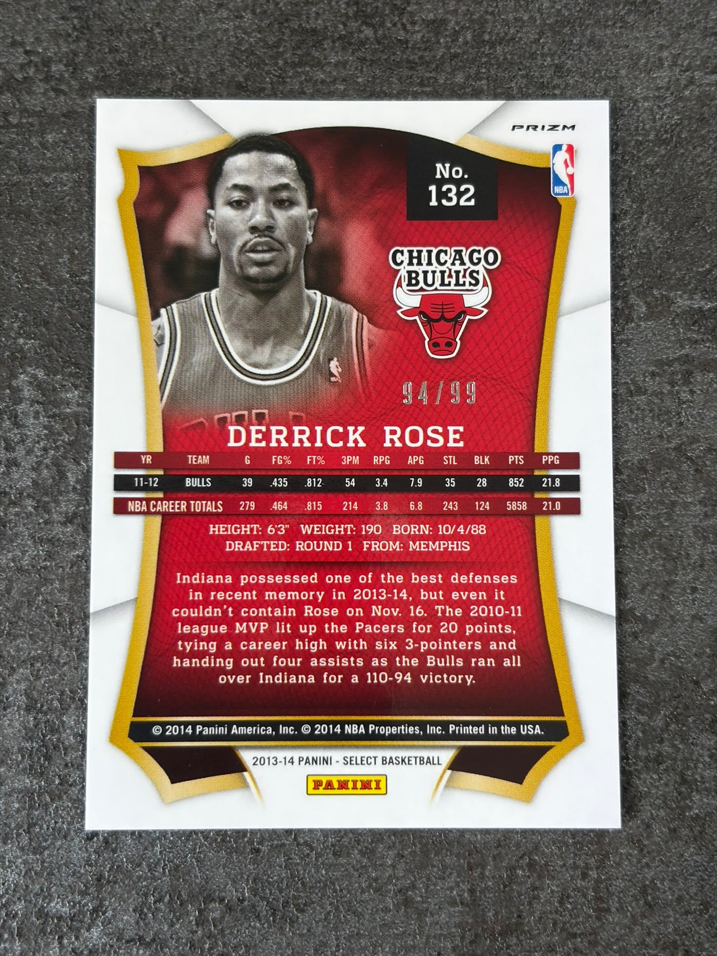 2013-14 Panini Select Prizms Purple /99 Derrick Rose #132