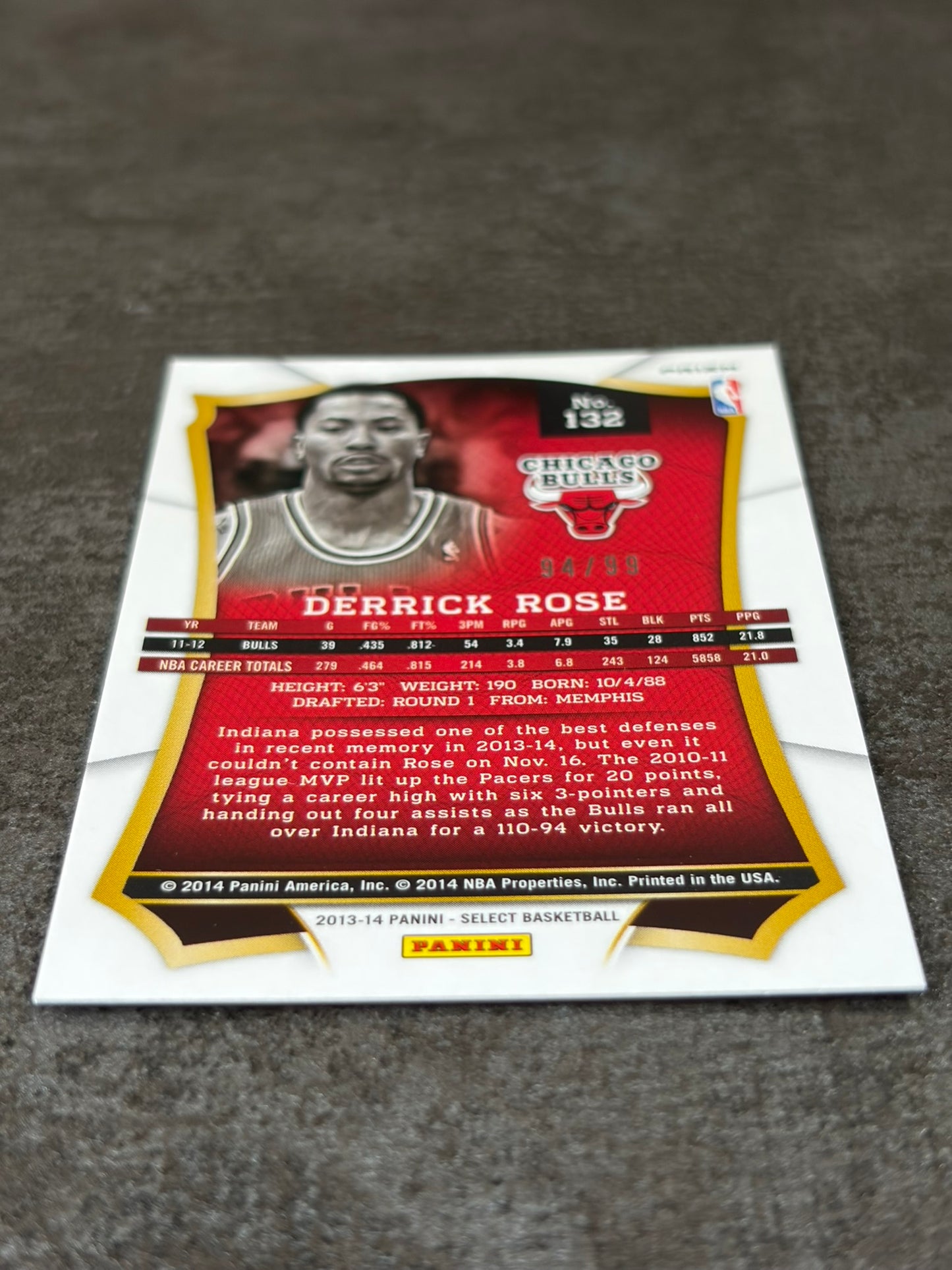 2013-14 Panini Select Prizms Purple /99 Derrick Rose #132